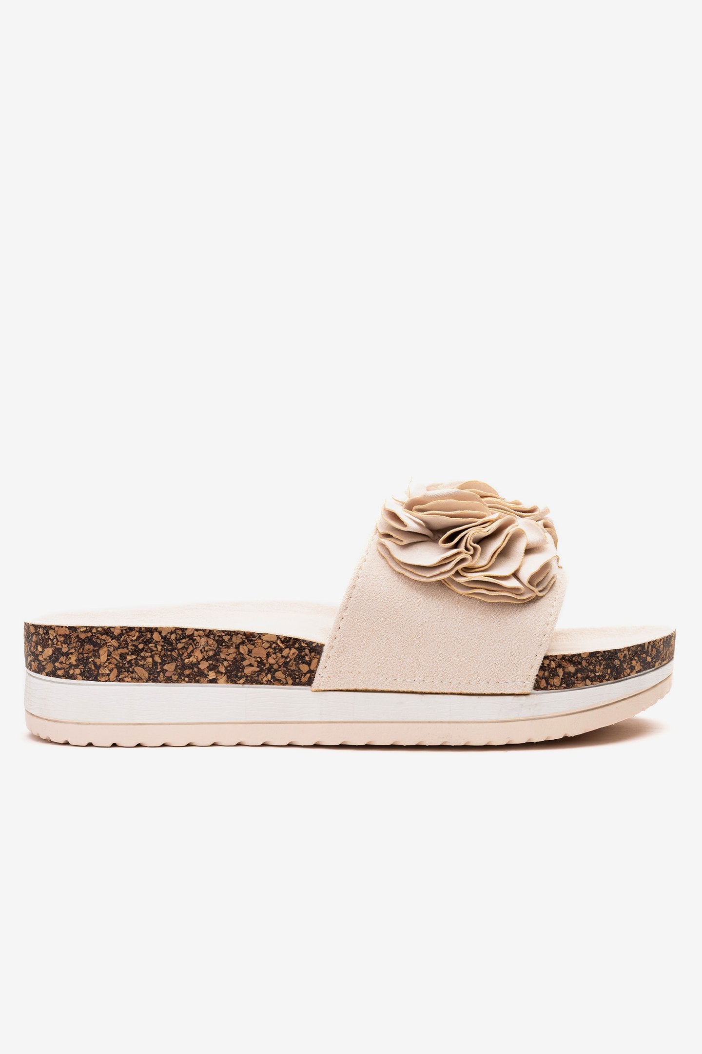 Sandalia Mujer Beige Flowers Chancleta Chancleta